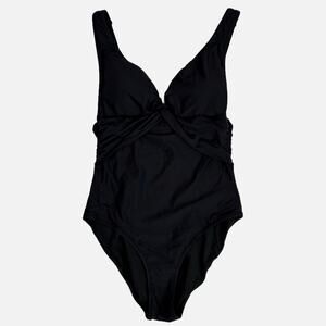 J Crew Twist Front One Piece Swimsuit Womens Sz 4 Black Beach Pool Swim Vacation